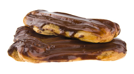 chocolate covered custard isolated on white background