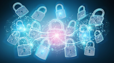 Web security protection background 3D rendering