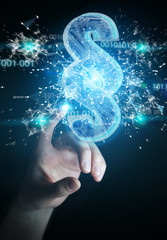Businesswoman using 3D rendering digital paragraph law symbol