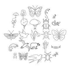 Tree like icons set. Outline set of 25 tree like vector icons for web isolated on white background