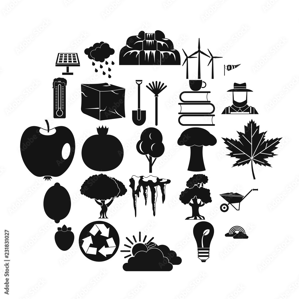 Poster watering icons set. simple set of 25 watering vector icons for web isolated on white background