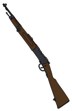 The vectorized hand drawing of an old military rifle