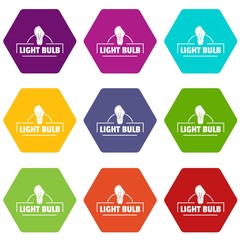 Light idea icons 9 set coloful isolated on white for web