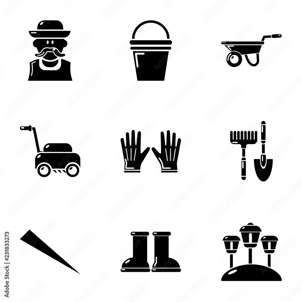 Poster lawn icons set. simple set of 9 lawn vector icons for web isolated on white background