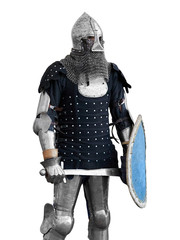 Medieval warrior with ringed armor
