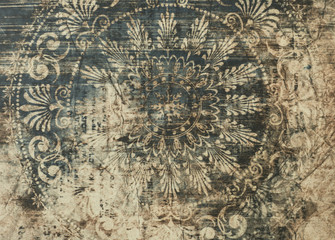 abstract pattern with ornamental leaves, decorative ceramic tile