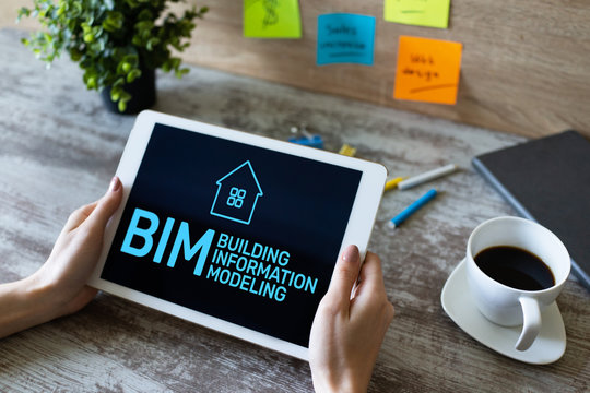 BIM - Building information modeling concept on screen.