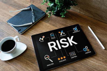 Risk management business and technology concept on virtual screen.