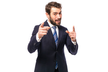 elegant man in suit on white background