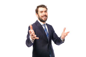 elegant man in suit on white background