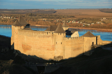 Obraz premium Old castle, stone fortress in Kamianets-Podilskyi city in western Ukraine