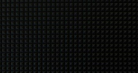 Black Acoustic Panels Studio Foam Wedges ,Sound proofing panel, Sound Absorption 3d render. pattern and texture graphic background in CGI.