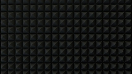 Black Acoustic Panels Studio Foam Wedges ,Sound proofing panel, Sound Absorption 3d render. pattern and texture graphic background in CGI.