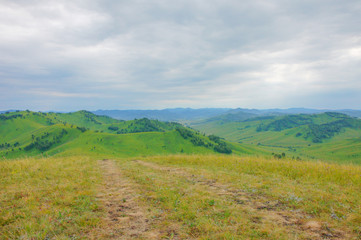 The hills and roads in the Altai