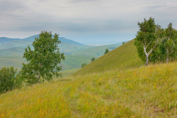Fototapeta na wymiar The hills and roads in the Altai