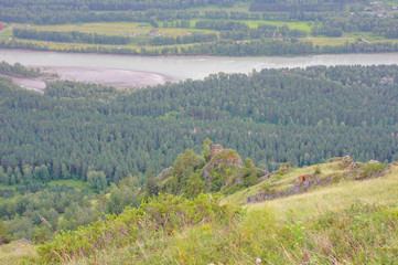 The hills and roads in the Altai