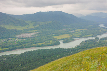 Fototapeta premium The hills and roads in the Altai
