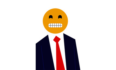 Grimacing Face Emoji head man. Vector illustration of a man with emoji face instead of head