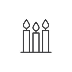 Burning candles outline icon. linear style sign for mobile concept and web design. Candlelight line vector icon. Symbol, logo illustration. Pixel perfect vector graphics