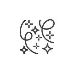 Confetti with Ribbons and stars outline icon. linear style sign for mobile concept and web design. New Year party Celebration simple line vector icon. Symbol, logo illustration. Pixel perfect vector