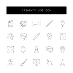 Line icons set. Creativity pack. Vector illustration