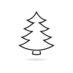 Black Illustration of Christmas Tree icon or logo