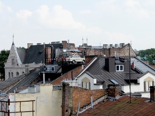 Fototapeta na wymiar roofs of old houses in lvov