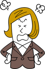 スーツを着た女性社員が怒る