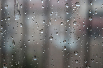 Condensation in a windowpane, drop, bubble