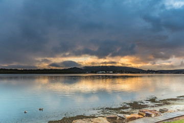 Early Morning Rain Clouds over the Bay
