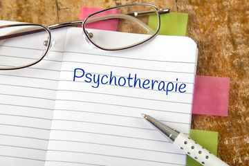 Eintrag im Notizbuch: Psychotherapie
