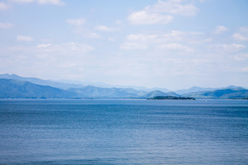 Beautiful morning mountain landscape and Kaeng Krachan Dam. Phetchaburi Province