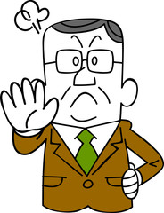 拒絶にのジェスチャーを示す管理職のビジネスマン