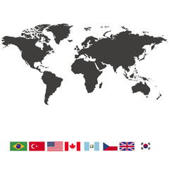 world map with country flags. world map