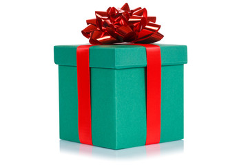 Geschenk Geburtstag Weihnachten Geburtstagsgeschenk Schachtel dunkelgrün grün Freisteller