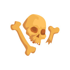 Human skull and bones, Maya civilization symbol, American tribal culture element vector Illustration on a white background