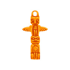 Totem pole, Maya civilization symbol, American tribal culture element vector Illustration on a white background