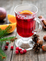 Glass of hot mulled wine