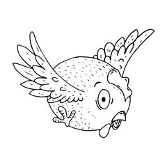 A frightened chicken. A cartoon chicken. Vector illustration.
