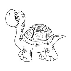 Turtle icon. Vector illustration of cartoon turtle. Hand drawn funny turtle.