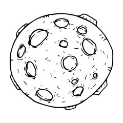 Moon with craters. Vector illustration cartoon moon. Hand drawn cosmic body. 