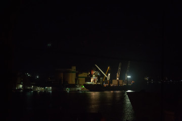 Fototapeta na wymiar Pula sea port at night