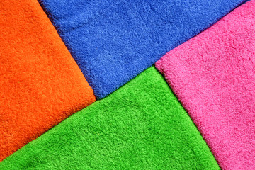 Color terry towels as background, closeup