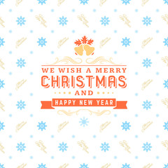 Merry Christmas and Happy New Year. Retro design on seamless background. Vector background for wrapping paper or greeting card