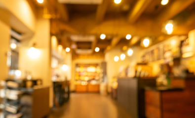 Blurred image of coffee shop used for background