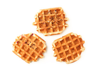 Tasty waffles on white background