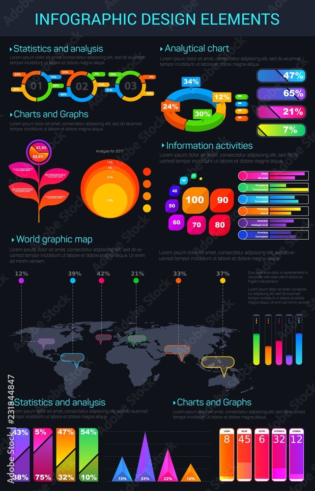 Poster Infographic vector design elements and charts