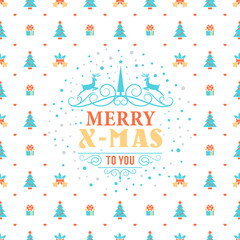 Fototapeta na wymiar Merry Christmas and Happy New Year. Retro design on seamless background. Vector background for wrapping paper or greeting card