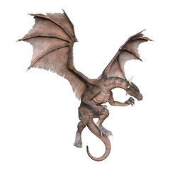 3D Rendering Fairy Tale Dragon on White