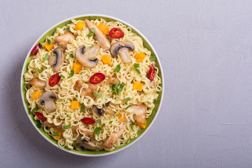 Instant noodles in bowl
